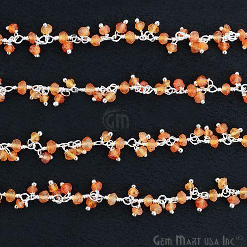 Carnelian Silver Plated Wire Wrapped Cluster Dangle Rosary Chain (764224765999)