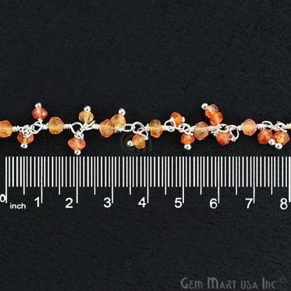 Carnelian Silver Plated Wire Wrapped Cluster Dangle Rosary Chain (764224765999)