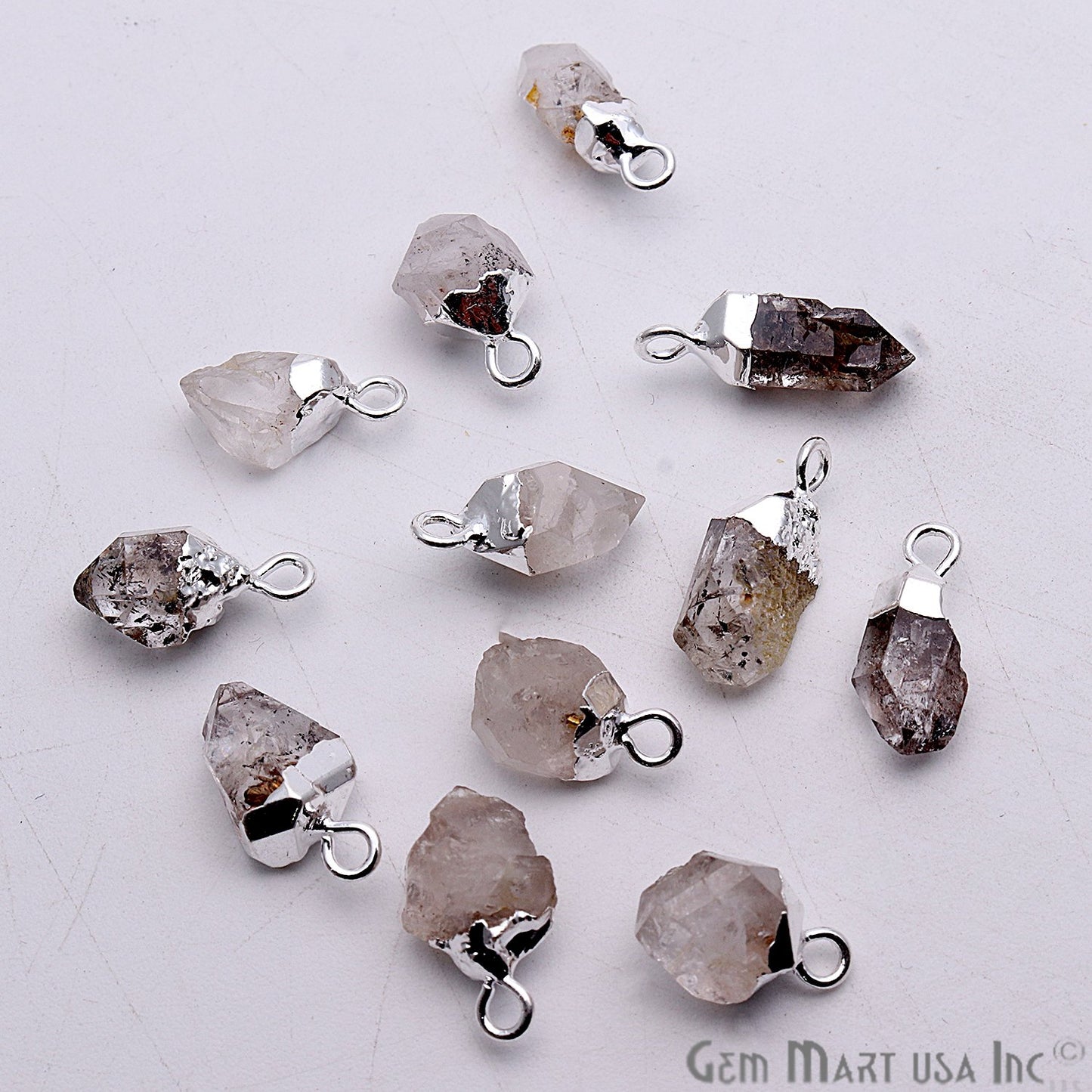 Rough Gemstone Free From Silver Electroplated Single Bail Connector