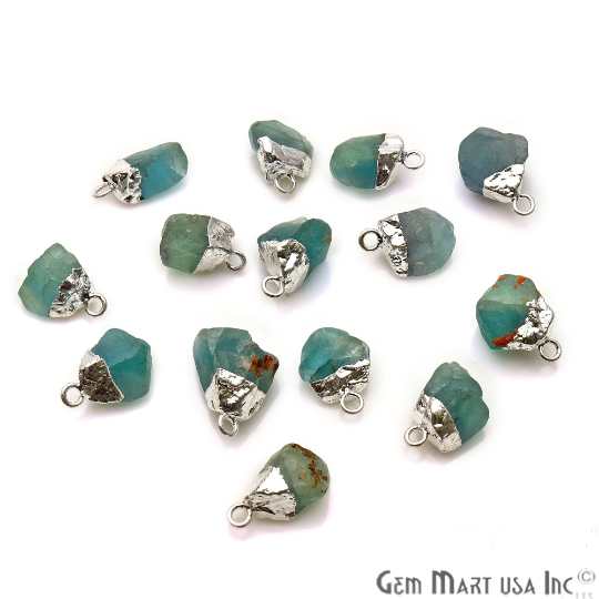 Rough Gemstone 15X10mm (appx.) Free From Silver Electroplated Single Bail Connector