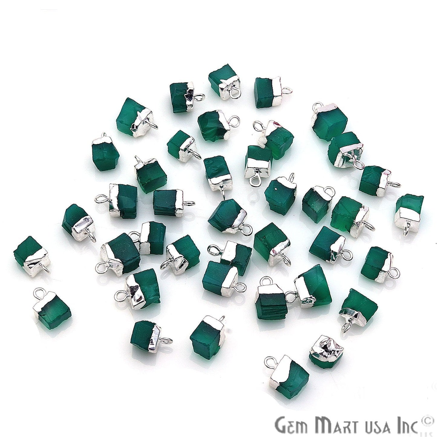 Rough Gemstone Free From Silver Electroplated Single Bail Connector