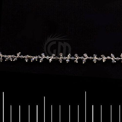 Mystique Labradorite Faceted Beads Silver Plated Cluster Dangle Chain (764230959151)