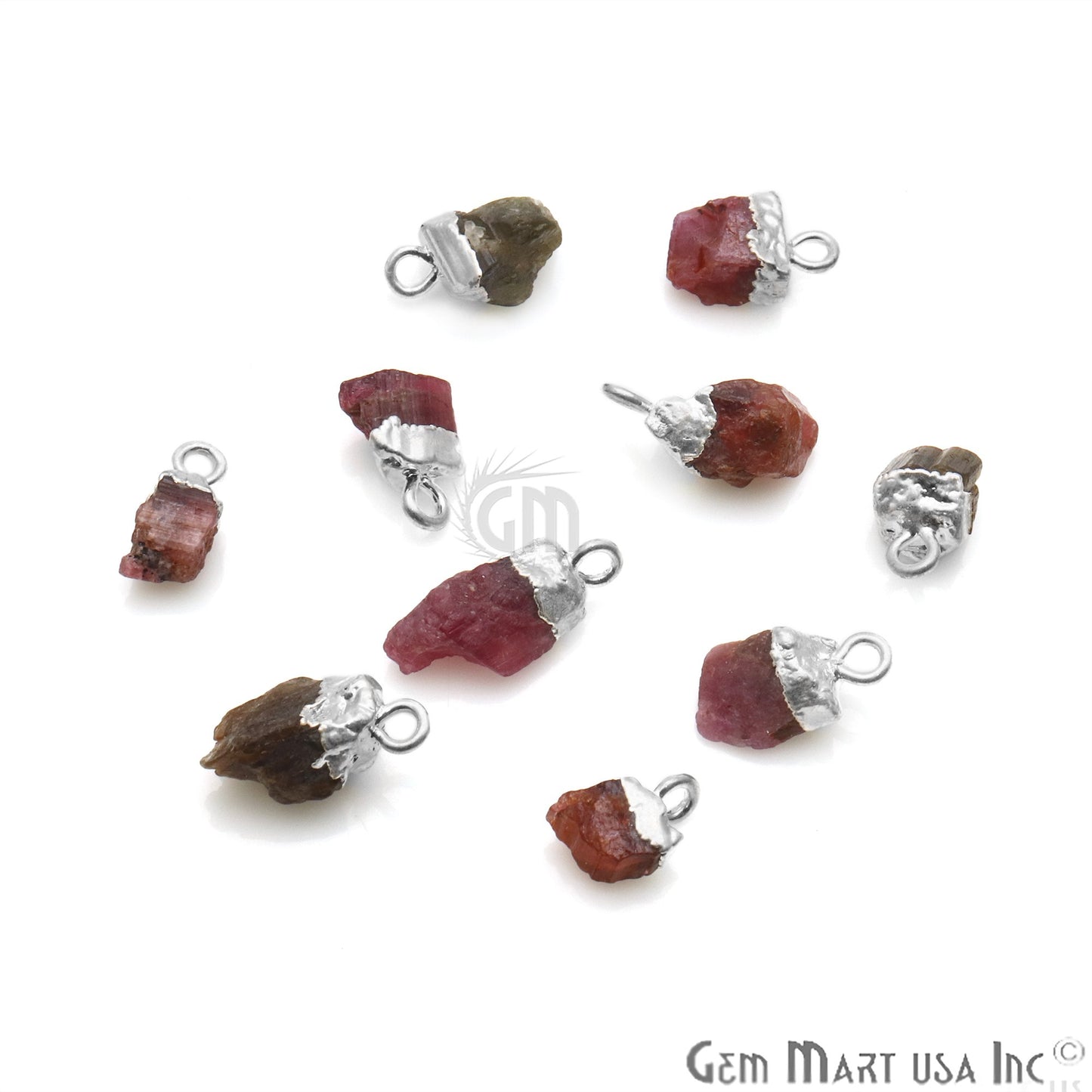 Rough Gemstone Free From Silver Electroplated Single Bail Connector