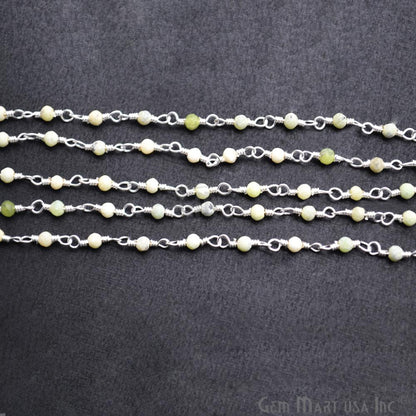 Green Opal Silver Plated Wire Wrapped Gemstone Beads Rosary Chain (763951382575)