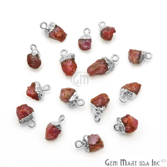 Rough Gemstone Free From Silver Electroplated Single Bail Connector