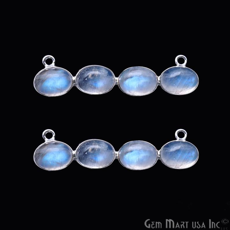 DIY Rainbow Moonstone 40x11mm Silver Plated Chandelier Finding Component - GemmartUSA
