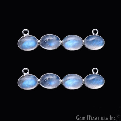 DIY Rainbow Moonstone 40x11mm Silver Plated Chandelier Finding Component - GemmartUSA