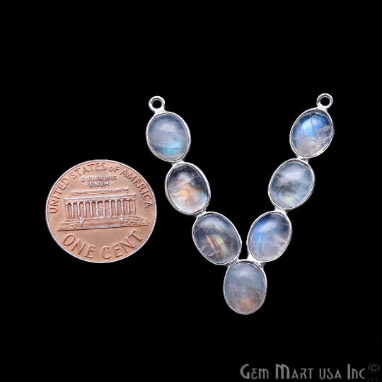 DIY Rainbow Moonstone 39x38mm Silver Plated Chandelier Finding Component - GemMartUSA