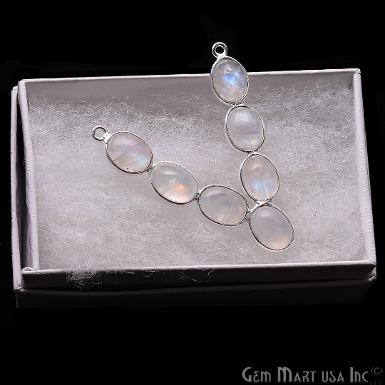 DIY Rainbow Moonstone 39x38mm Silver Plated Chandelier Finding Component - GemMartUSA