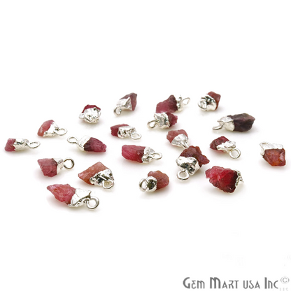 Pink Tourmaline Silver Electroplated Gemstone Connector