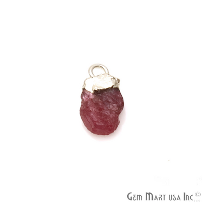 Pink Tourmaline Silver Electroplated Gemstone Connector