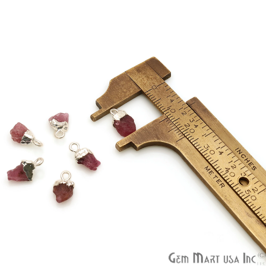 Pink Tourmaline Silver Electroplated Gemstone Connector