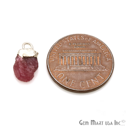 Pink Tourmaline Silver Electroplated Gemstone Connector