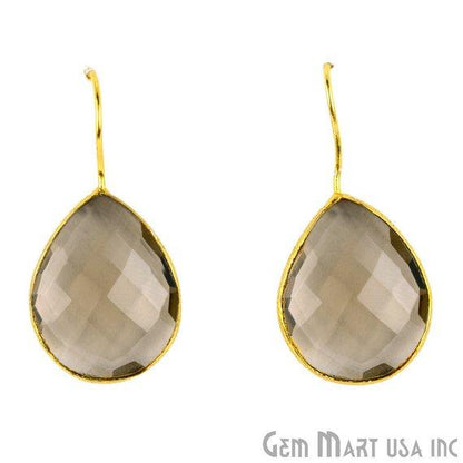 Gold Plated Pears Shape 21x26mm Gemstone Dangle Hook Earring Choose Your Style (90010-1) - GemMartUSA