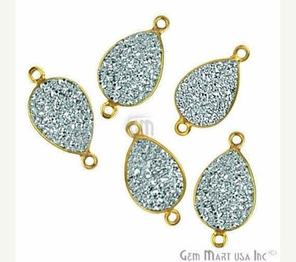 Titanium Druzy 10x14mm Pears Gold Double Bail Bezel Gemstone Connector