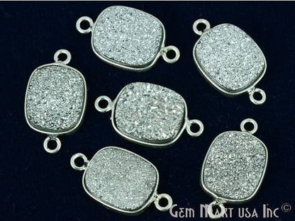 Titanium Druzy 9x11mm Octagon Bezel Connector (Pick Color, Bail, Plating) - GemMartUSA