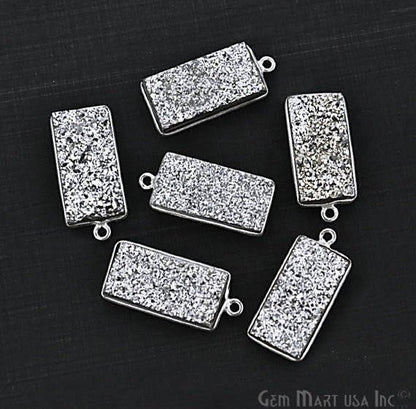Titanium Druzy 10x20mm Octagon Bezel Gemstone Connector (Pick Your Color, Bail, Plating) - GemMartUSA