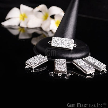 Titanium Druzy 10x20mm Octagon Bezel Gemstone Connector (Pick Your Color, Bail, Plating) - GemMartUSA