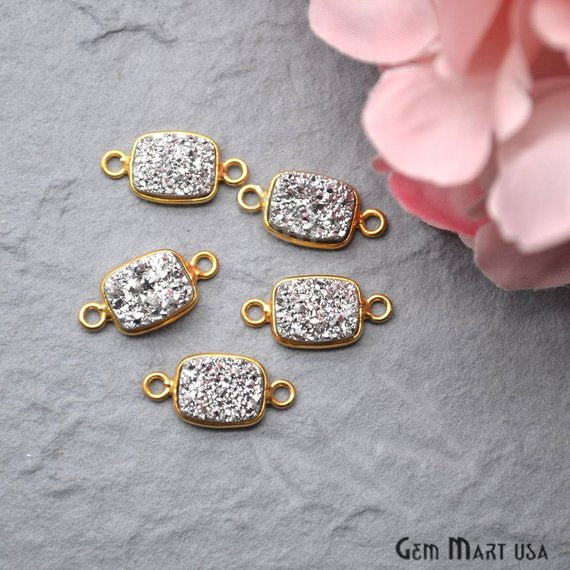 Titanium Druzy 7x9mm Octagon Bezel Connector (Pick Color, Bail, Plating) - GemMartUSA