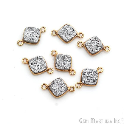 Titanium Druzy 8mm Cushion Bezel Gemstone Connector (Pick Bail,Plating) - GemMartUSA