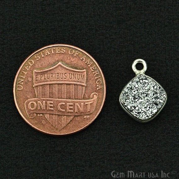 Titanium Druzy 8mm Cushion Bezel Gemstone Connector (Pick Bail,Plating) - GemMartUSA