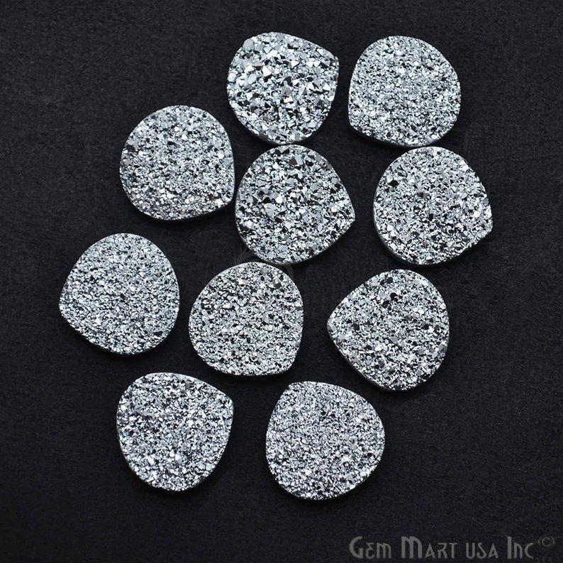 Plain Druzy 16mm Heart Shape Loose Cabochon (Pick Your Color) - GemMartUSA