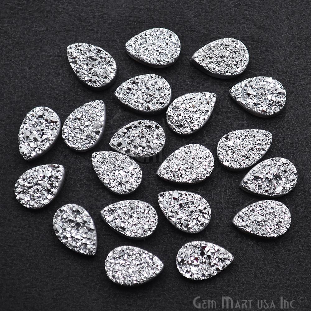 Plain Druzy 8x12mm Pear Shape Loose Cabochon (Pick Your Color) - GemMartUSA