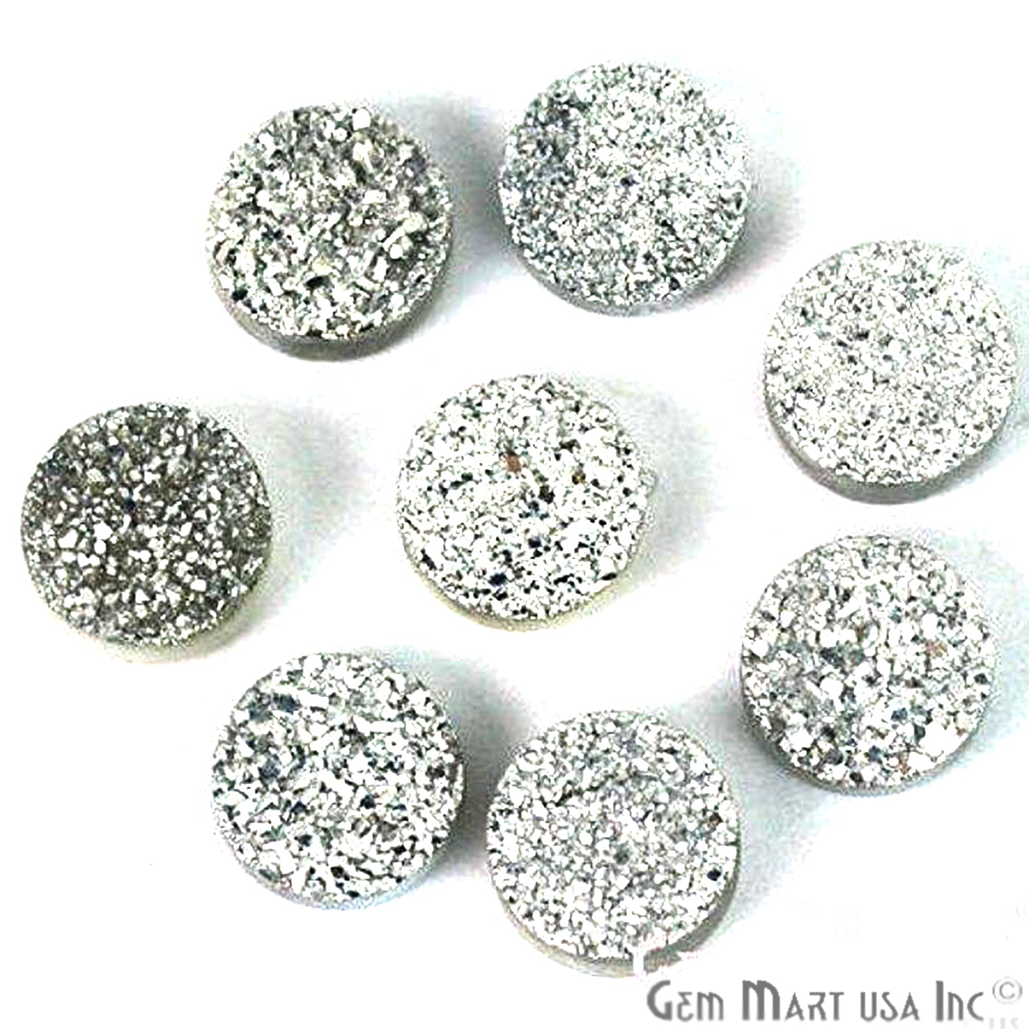 Plain Druzy 8mm Round Shape Loose Cabochon (Pick Your Color) - GemMartUSA