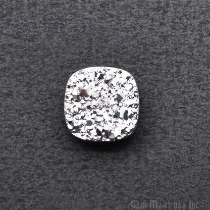 Silver Druzy, Druzy Cabochon, 8mm Cushion Shaped Druzy, Cabochon, Loose Druzy Stone (SZ-80036) - GemMartUSA