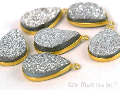 Titanium Druzy 13x18mm Pears Gold Single Bail Bezel Gemstone Connector