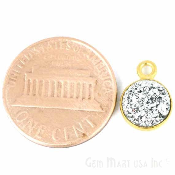 Titanium Druzy 8mm Round Bezel Connector (Pick Color, Bail, Plating) - GemMartUSA