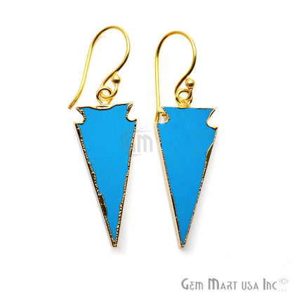 Triangle Shape 34x14mm Gold Plated Sediment Jasper Hook Earrings (Pick your Gemstone) (90163-1) - GemMartUSA