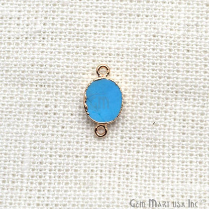 Turquoise 10x12mm Oval Shape Double Bail Gold Edge Connector
