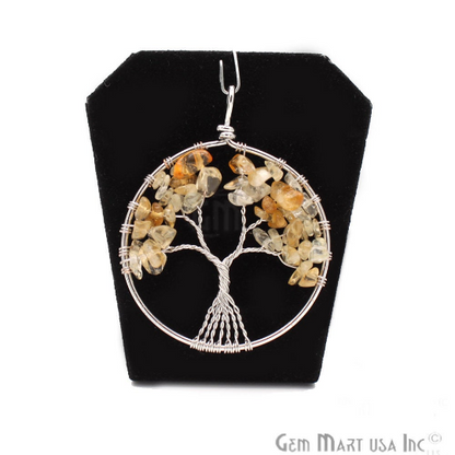 Citrine Tree Of Life 50mm Silver Wire Wrapped Pendant - GemMartUSA