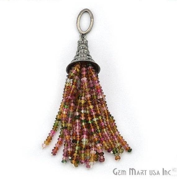 Black Plated Diamond Cap Tassel Dangle Pendant (TP) - GemMartUSA