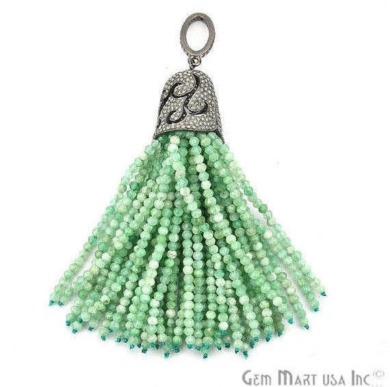 Black Plated Diamond Cap Tassel Dangle Pendant (TP) - GemMartUSA