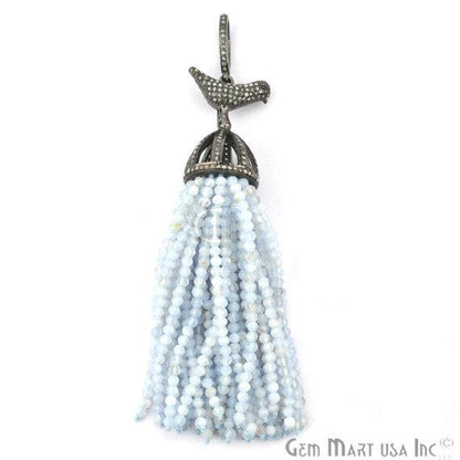 Black Plated Diamond Cap Tassel Dangle Pendant (TP) - GemMartUSA