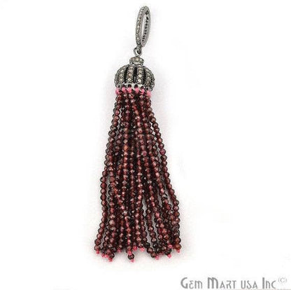 Black Plated Diamond Cap Tassel Dangle Pendant (TP) - GemMartUSA