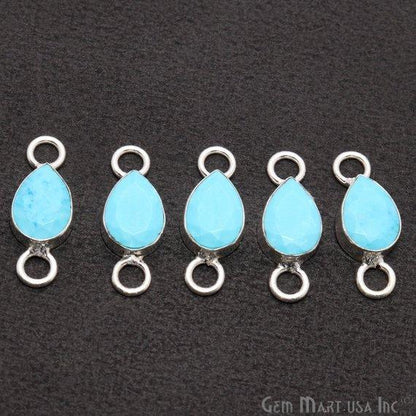 Pear 8x12mm Gemstone Silver Bezel Double Big Bail Connector