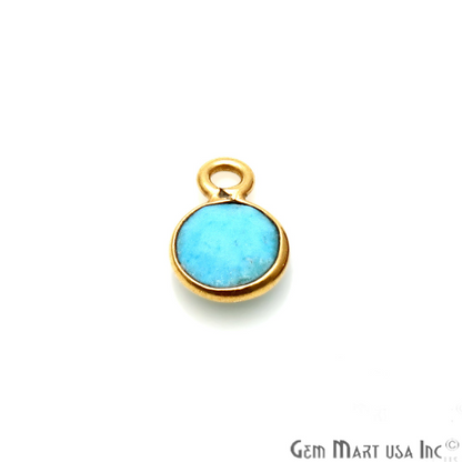 Turquoise 6mm Round Gold Plated Single Bail Gemstone Connector