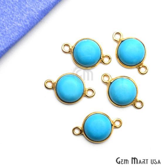 Round Shape 8mm Gemstone Cabochon Connector (Pick Your Gemstone,Plating,Bail) - GemMartUSA