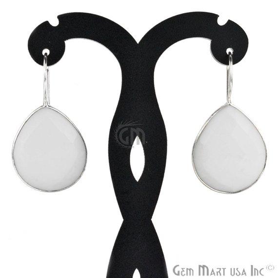 Pear Shape 21x26mm Silver Plated Gemstone Hook Earrings (Pick your Gemstone) (90011-1) - GemMartUSA