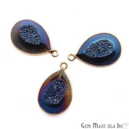 Window Druzy 13x18mm Pears Bezel Cave Druzy Connector (Pick Color, Bail, Plating) - GemMartUSA