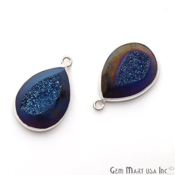 Window Druzy 13x18mm Pears Bezel Cave Druzy Connector (Pick Color, Bail, Plating) - GemMartUSA