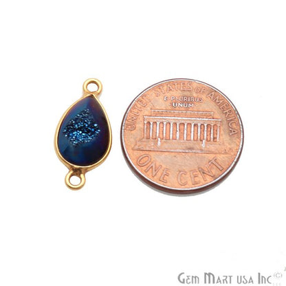 Window Druzy 8x12mm Pears Bezel Cave Druzy Connector (Pick Color, Bail, Plating) - GemMartUSA