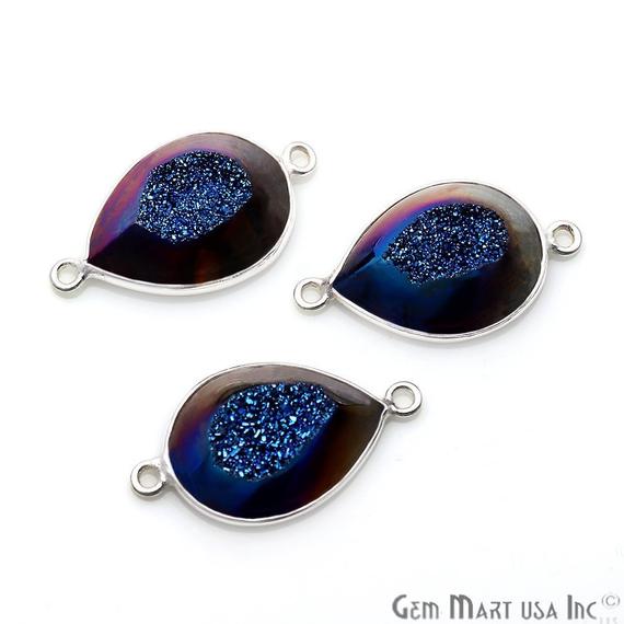 Window Druzy 13x18mm Pears Bezel Cave Druzy Connector (Pick Color, Bail, Plating) - GemMartUSA
