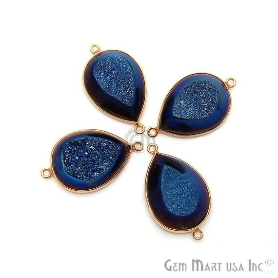 Window Druzy 16x22mm Pear Bezel Cave Druzy Gemstone Connector (Pick Your Color, Bail) - GemMartUSA