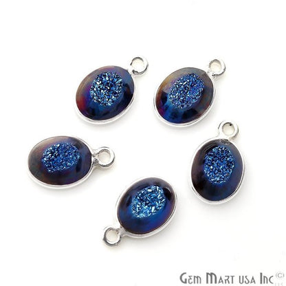 Window Druzy 7x9mm Oval Bezel Cave Druzy Gemstone Connector (Pick Your Color, Bail, or Plating) - GemMartUSA