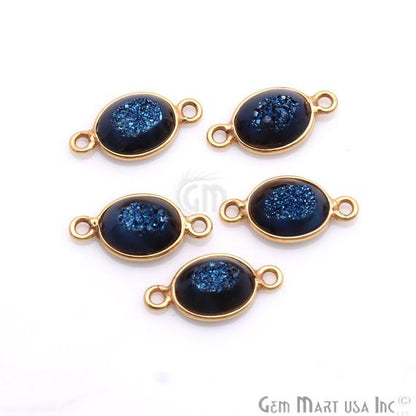 Window Druzy 7x9mm Oval Bezel Cave Druzy Gemstone Connector (Pick Your Color, Bail, or Plating) - GemMartUSA