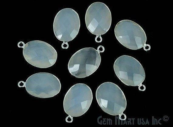 Oval 12x16mm Single Bail Silver Bezel Gemstone Connector